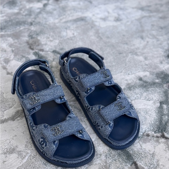 CHANEL Blue Denim Sandals - Picture 2 of 9